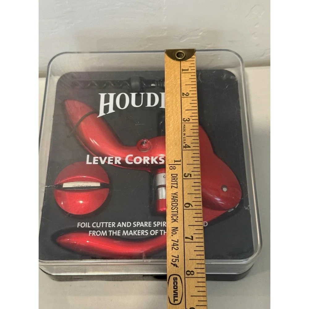 Houdini Red Lever Corkscrew 3-Piece Wine Opener - Foil Cutter - Spiral  Open Box